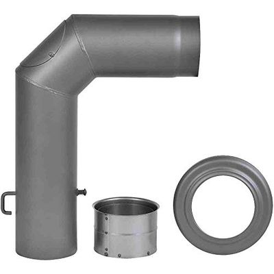 FIREFIX 1768 RD150/SET Lot de 3 tuyaux de poêle en acier de 2 mm d'épaisseur (coudé) de 150 mm de diamètre, pour cheminées et foyers, gris foncé, noir