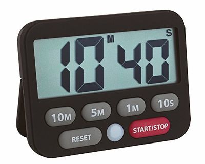 TFA Dostmann Temporizador digital e cronómetro, 38,2038,01, tempo até 99 minutos, 50 segundos, alarme extra forte, entrada de tempo fácil e rápida, cor preta
