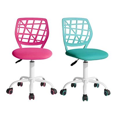 FurnitureR - Silla de Ordenador para el hogar, la Oficina y el Estudio, diseño ergonómico, Color Rosa Turquesa, 38,5 cm x 40 cm x 75 – 87 cm