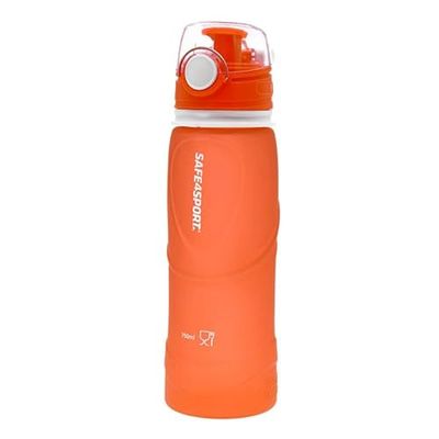 Safe4sport Borraccia arancione - Borraccia in silicone pieghevole da 750 ml - Borraccia arrotolabile grande