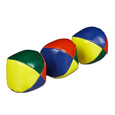 relaxdays Lot de 3 Balle de jonglage, Professionnels et Amateurs, Enfants, Set Pratique, Ø 6 cm, coloré Adulte Unisexe