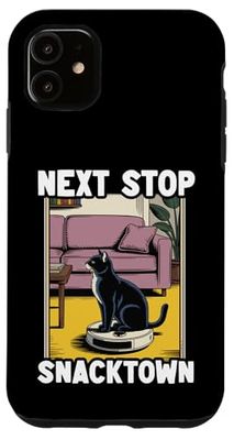 Next Stop Snacktown Cat Robot Vacuum Cleaner Cat Case for iPhone 11