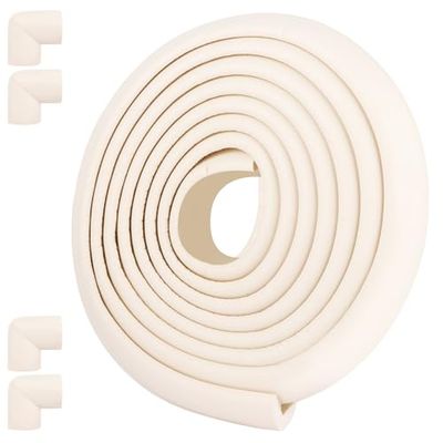 ASelected 5 M Corner And Edge Protectors,Foam Safety Strip for Kids,Anti Collision Strip and 8 Corner Guards for Baby,Thicken Soft Protective Edge Corner Guard for Baby, Kids and Child Furniture,White