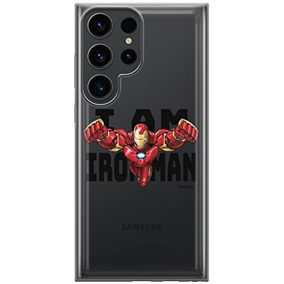 ERT GROUP mobiltelefonfodral för Samsung S23 ULTRA originalt och officiellt licensierat Marvel mönster Iron Man 028 optimalt anpassad till formen på mobiltelefonen, gedeeltelijk transparant