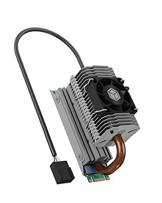 ICY BOX M.2 Heatpipe Koeler met 30 mm ventilatorhoogte voor M.2 SSD (2280), Aluminium, Zilver