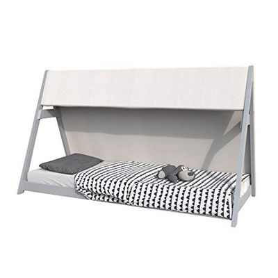 Lit cabane TIPI 90x200 + 1 toile + 1 sommier / Gris