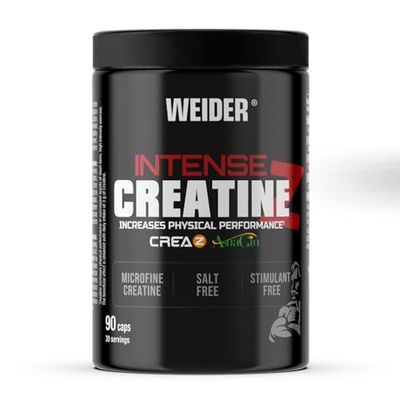 Weider Intense Creatine Z (90 Gélules). Gélules à base de Créatine Pure marque CreaZ, avec AtsraGin améliorant l'absorption, 3g créatine/portion, pour augmenter les Performances Physique (30 portions)