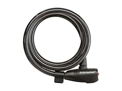 Schwinn Antivol pour vélo, 1 niveau de sécurité, antivol à clé, câble de 122 cm, Noir