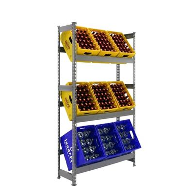 Simon Rack 8435104962312 Scaffale per Cassette di Bevande 3 Livelli con capacità di Carico di 100 kg, Grigio, 1800x1000x300