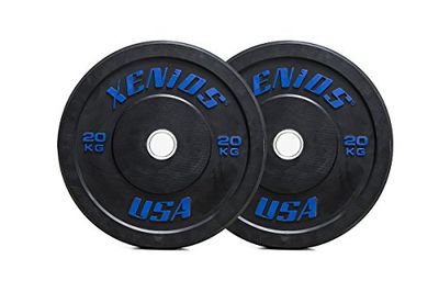 Xenios Gummi Bumper Plate mit Innerem Ring aus Edelstahl Placa de Goma Negra con Anillo Interior de Acero Inoxidable, 20 kg