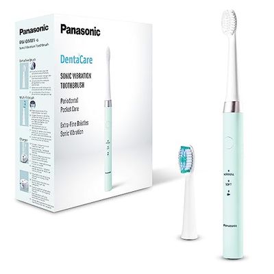 Panasonic EW-DM81-G503 Brosse à dents électrique, 2 têtes incluses, minuteur, 2 modes de fonctionnement, design ergonomique, 31 000 mouvements par minute, vibrations sonores, vert