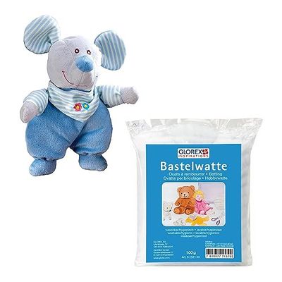 Glorex 04633-1K Kit Complet Peluche à remplir soi-même Motif Souris Minky Env. 26 cm + 100 g de Coton