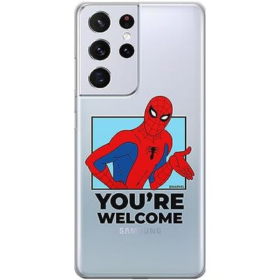 ERT GROUP mobiel telefoonhoesje voor Samsung S21 ULTRA origineel en officieel erkend Marvel patroon Spider Man 030 optimaal aangepast aan de vorm van de mobiele telefoon, gedeeltelijk bedrukt