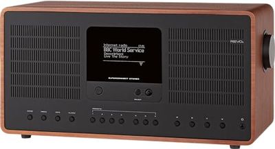 REVO SuperConnect Stereo - internetradio/DAB+ digitale radio (30 watt, stereo radio, internet, WLAN, DAB/DAB+/FM, Spotify, Amazon Music, napster UVM, design radio) walnoot-zwart