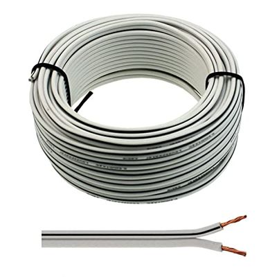 SeKi Câble d'enceinte 2 x 0,75 mm² - 10 m - Blanc - CCA - Câble audio - Câble d'enceinte