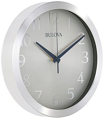 Bulova Relógio de parede Winston C4844, alumínio, prateado, 9 polegadas