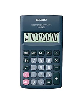 Casio HL-815L Calculatrice de Poche, Affichage 8 Chiffres avec Racine carrée, Noir