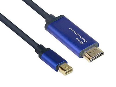 Good Connections® SmartFlex - Cable Mini DisplayPort 1.4 a HDMI 2.0 (4K UHD @60 Hz RGB, 4:4:4, cobre, carcasa de aluminio, muy flexible, 2 m), color azul oscuro