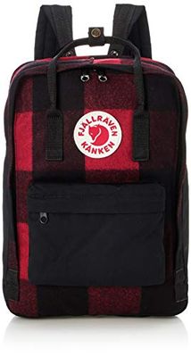 Fjallraven Kånken Re-Wool Laptop 15" Mochila, Unisex Adulto, Negro Rojo, 40x28x16cm