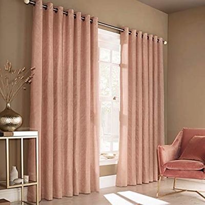 Furn Himalaya Ringtop Cortinas Ojal (Par) Poliéster-Blush Pink-229Cm X 229Cm (90" X 90" Pulgadas), 229 X 229Cm, Sonrojo, 90x90 (229x229cm)