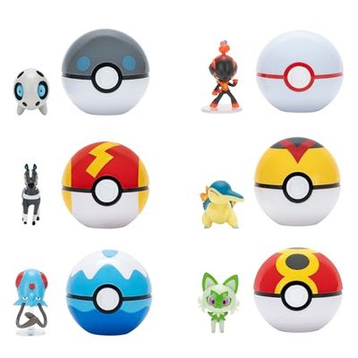 Pokemon 95057-20 Clip´N´Go Figuras de acción – Aron, Charcadet, Blitzle, Cyndaquil, Sprigatito, Tentacool – Figura Oficial para niños de 4 años