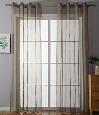 2-pack öljetter gardiner transparent gardin set vardagsrum voile öljettgardin blybandkant H x B 225 x 140 cm nougat, 203322