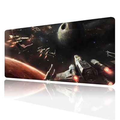 XXL grote gamingmuismat, muismat met gestikt randframe en antislip rubberen basis, bureaumat voor werk, bureauonderlegger voor laptop, computertoetsenbord en muizen, combo-pads muismat 31,5 x 15,7 cm