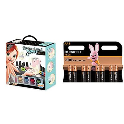 Buki France- Professional Studio Nail Art Juego Salón de Manicura, Multicolor (5404), color/modelo surtido + Duracell - NUEVO Pilas alcalinas Plus AA, 1.5 Voltios LR6 MN1500, paquete de 8