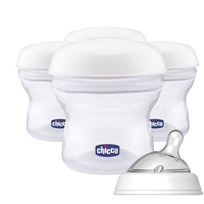 Chicco - Recipientes leite materno com rosca e tetina, 4 unidades