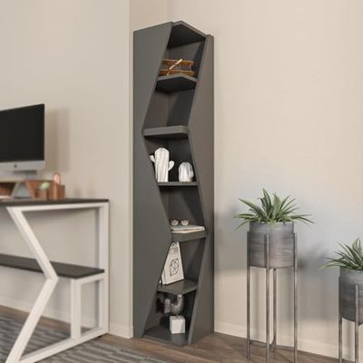 Snygg antracit bokhjälp, 165 cm höjd, 31,8 cm bredd | 100% melaminbelagd partikelbräda, 18 mm tjocklek | Perfekt för modern heminredning och förvaring