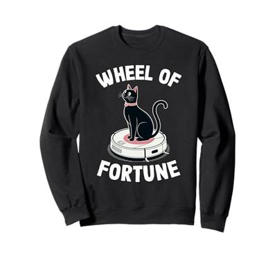 Wheel Of Fortune Cat On Robot Vacuum Cleaner Cat Sweatshirt