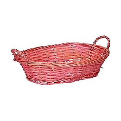 Vacchetti Panier en osier rose avec poignées ovales, taille moyenne
