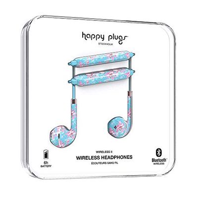 Happy Plugs | Wireless II hörlurar | Trådlös Bluetooth med inline-fjärrkontroll och mikrofon One Size Botanica Exotica