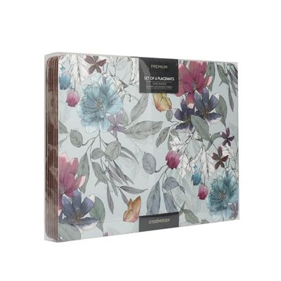 Creative Tops - Conjunto de 6 toalhas de mesa individuais, parte posterior de cortiça, design de vinhos premium, verde azulado, Medium Placemats