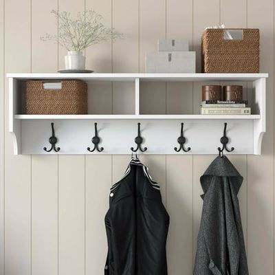 Dmora Murasaki Multi-Purpose Coat Rack, Wall Hanger, 120 x 22 x H 37 cm, White