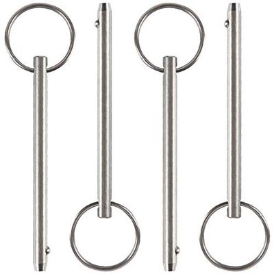 Lot de 4 goupilles à dégagement rapide, diamètre 6,3 mm, longueur totale 9,5 cm, longueur utile 7,6 cm, acier inoxydable 316, broche supérieure Bimini, matériel marin