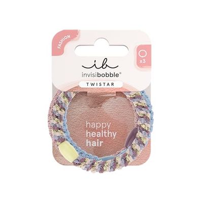 invisibobble - TWISTAR Lavender Braids - 3x élastiques violets effet tressé - Maintien doux, sûr & confort optimal - Hair Ties pour femmes & filles - Look tendance, respect des cheveux