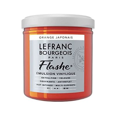 Lefranc Bourgeois Flashe acrílica, Pintura de Vinilo, Naranja Japonés, 125ml Tube - Vinylfarbe