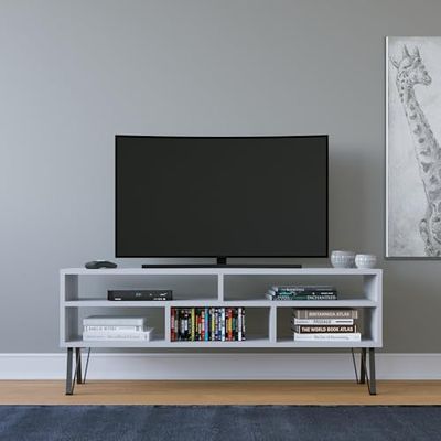 Hanah Home Support TV, mélamine, Blanc, Taille Unique