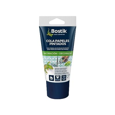 BOSTIK Cola de papel pintado branco, cola papel de parede parede, autocolante reparador, acabamento final transparente, todos os tipos de papéis de parede, ideal para cantos e juntas, pronto a usar,