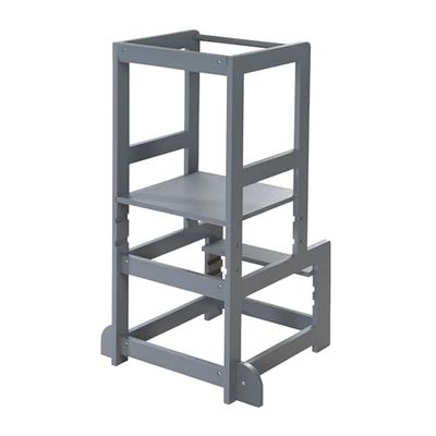 roba Torre de Aprendizaje Montessori - Taburete Seguro para niños - como ayudante de Cocina - Soporta hasta 80 kg - Madera Antracita