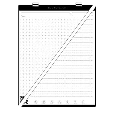 Rocketbook Orbit Letter Page Pack - Smart Reusable Legal Pad - Dot-Grid & Lined, White