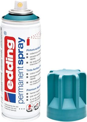 edding 5200 spray permanent - pétrole mat - 200 ml - peinture acrylique pour peindre ou décorer verre, métal, bois, céramique, plastique, toile - peinture acrylique en aérosol