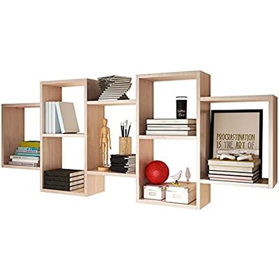 Selsey Kassi - Estantería 7 Compartimentos/Estantería Colgante Decorativa/Librería Moderna (Blanco)