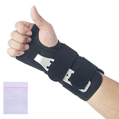 360 RELIEF Wrist Brace Support - with 2 Metal Splint Stabilizer | for Carpal Tunnel, Joint Pain, Tendonitis, Injury Recovery | for Men & Women | Small, Black for Right Hand with Mesh Laundry Bag