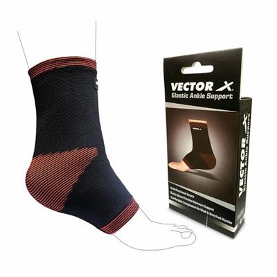 VECTOR X VNS-005 Enkelondersteuning | Kleur: Zwart | Maat: Small | Voor Mannen en Jongens | Materiaal: Elastische Stof | Voet- en Enkelsokken | Spuitende Enkelcompressiemouw | Enkelwrap