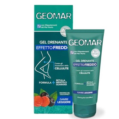 GEOMAR | Gel Drainant Effet Froid, contre les Imperfections de la Cellulite, procure des Jambes Légères, Ingrédients à 95% d'Origine Naturelle, Made in Italy, 200 ml