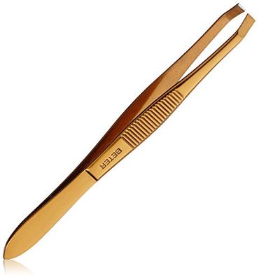 Beter – Professional crab tip eyebrow tweezers, copper plated, maximum precision, stainless