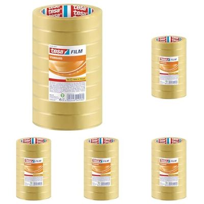 tesafilm standard - Cinta Adhesiva Multiuso Transparente para el Hogar, la Oficina y la Escuela - 66 m x 19 mm - 8 Piezas (Paquete de 5)