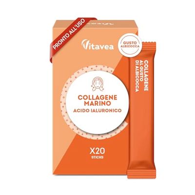 Collagene Marino e Acido Ialuronico – Stickpack Orodispersibili Senza Acqua – Integratore Antietà per Pelle Tonica e Luminosa – Gusto Albicocca– 20 Stickpack – Vitavea